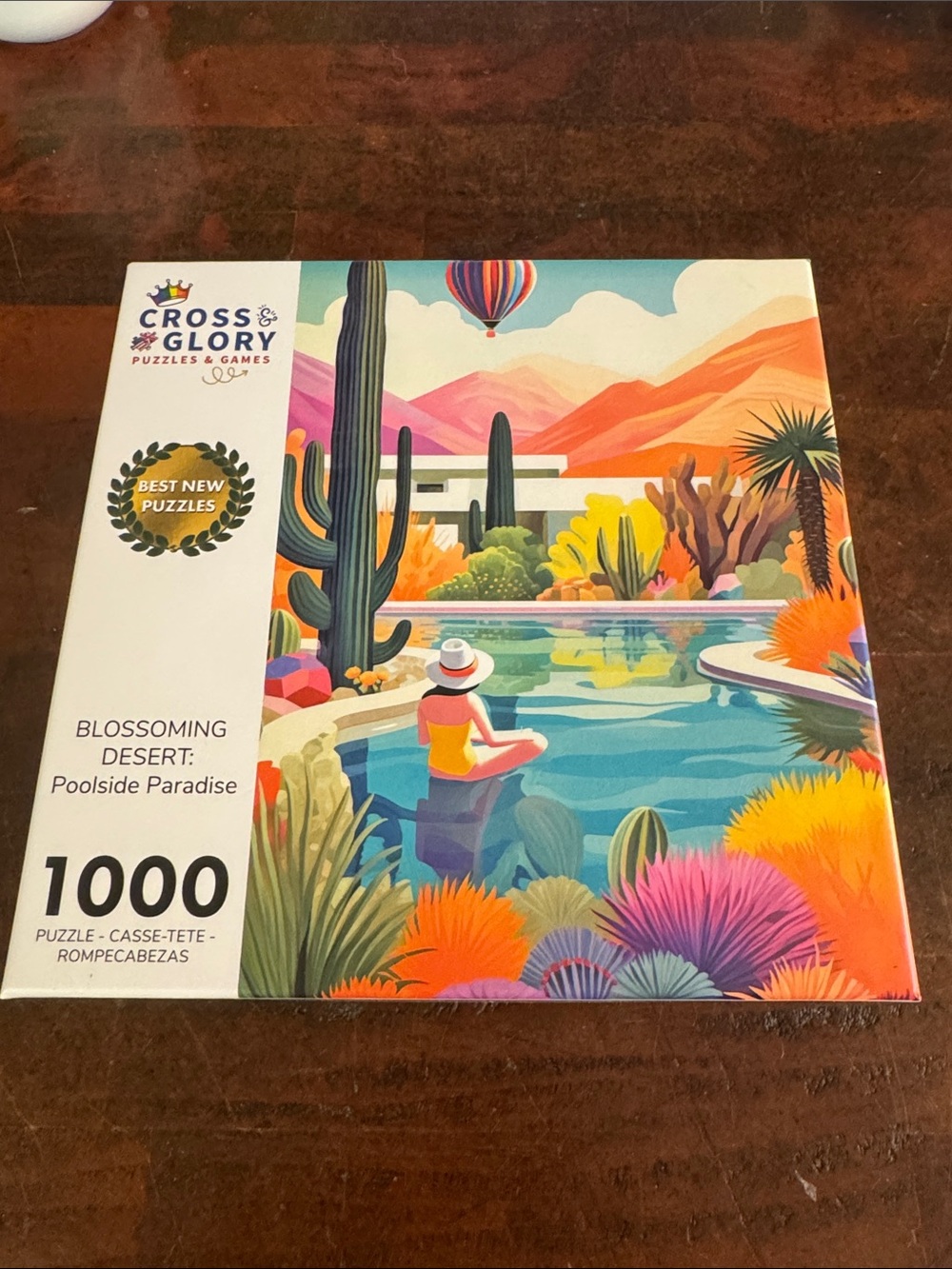 1000-Piece Puzzle - Blossoming Desert Poolside Paradise (Multicolor)
